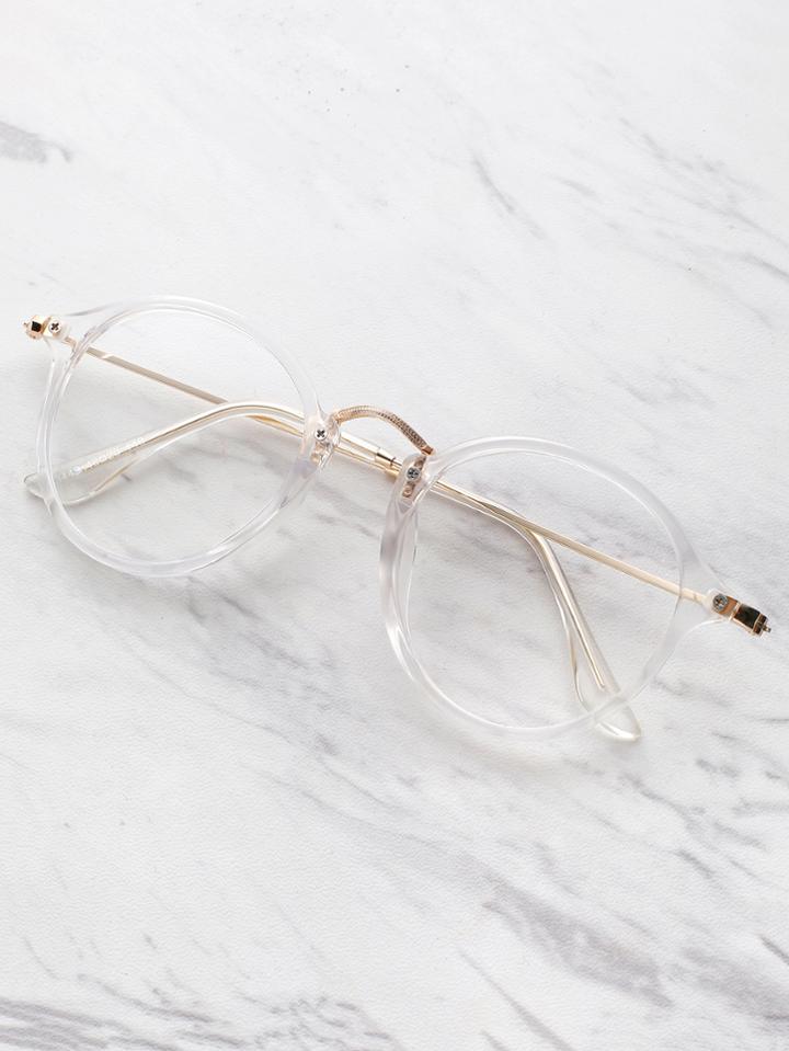 Romwe Transparent Frame Metal Top Bar Glasses