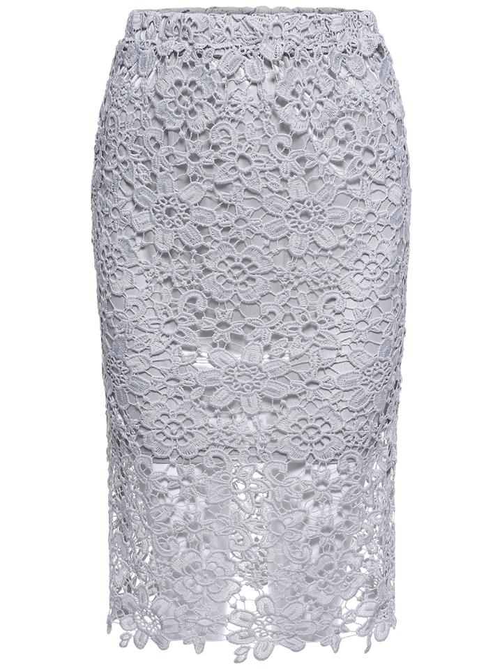 Romwe Elastic Waist Lace Skirt