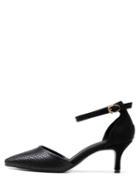 Romwe Black Ankle Stap Pointed Toe Pumps