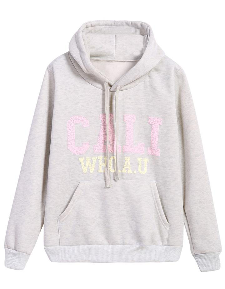 Romwe Hooded Cali Print Pockets Sweatshirt