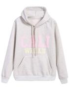 Romwe Hooded Cali Print Pockets Sweatshirt