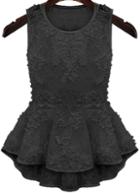 Romwe Sleeveless Ruffle Lace Black Blouse