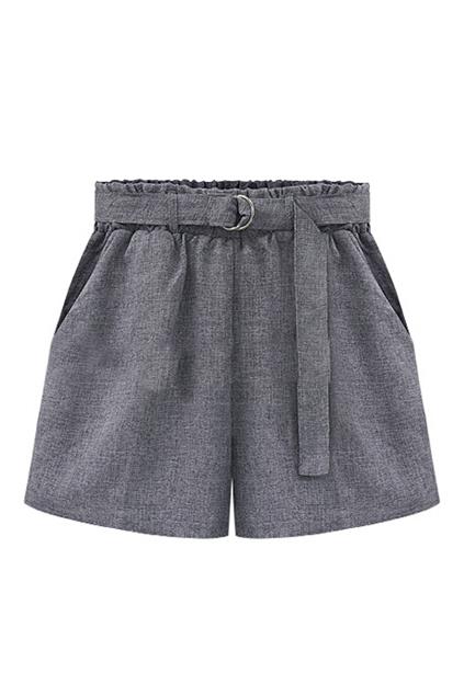 Romwe Vintage Self-tie Grey Shorts