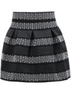 Romwe Rivet Striped Black Skirt