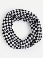 Romwe Black White Checkerboard Square Scarf