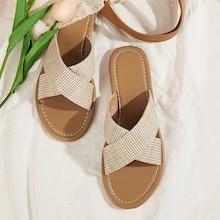 Romwe Cross Strap Flat Sliders
