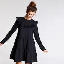 Romwe Zip Back Ruffle Trim Solid Dress