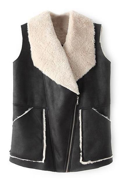 Romwe Color Block Faux Woolen Vest