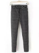 Romwe Women Plaid Pockets Slim Pant