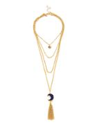 Romwe Moon & Tassel Pendant Layered Necklace