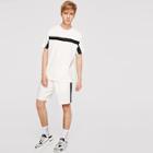 Romwe Guys Striped Tee And Shorts Set