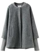 Romwe Contrast Cuff Woolen Grey Coat