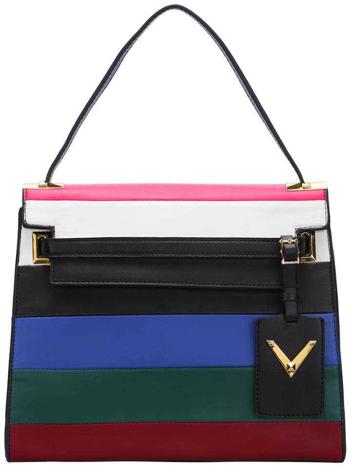 Romwe Color Block Metal Embellished Pu Shoulder Bag