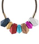 Romwe Multicolor Gemstone Tasse Necklace