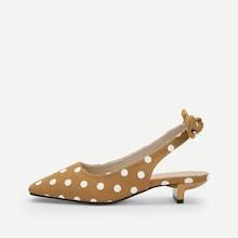 Romwe Bow Decorated Polka Dot Kitten Heel Flats