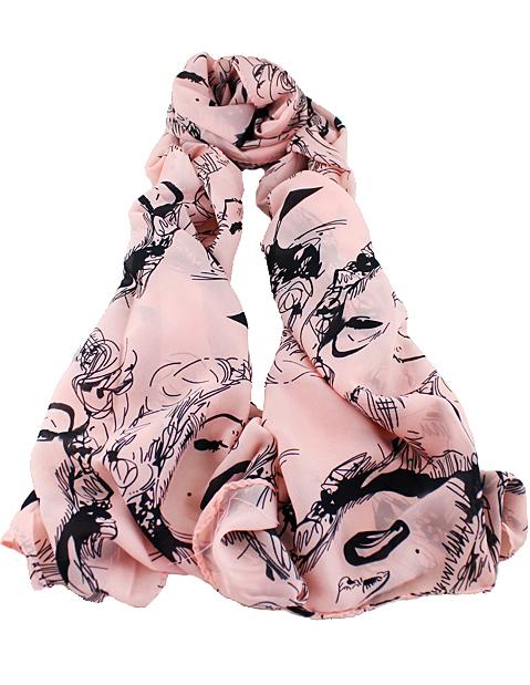Romwe Pink Face Print Scarves