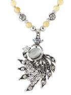 Romwe Silver Diamond Bead Necklace