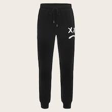 Romwe Guys Cartoon Print Drawstring Waist Sweatpants