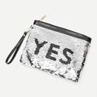 Romwe One Side Sequin Cover Reversible Makeup Bag