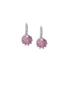 Romwe Pink Faux Gem Hoop Earrings