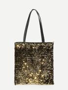Romwe Sequin Overlay Tote Bag