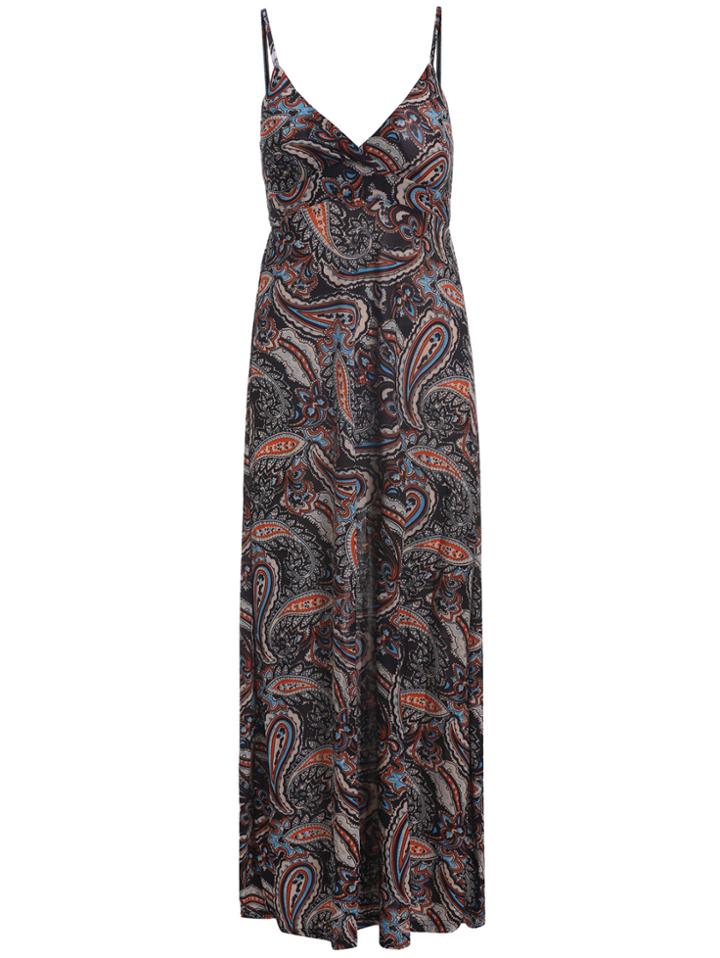 Romwe Spaghetti Strap Paisley Print Dress