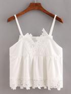 Romwe Lace Trimmed Cami Top - White