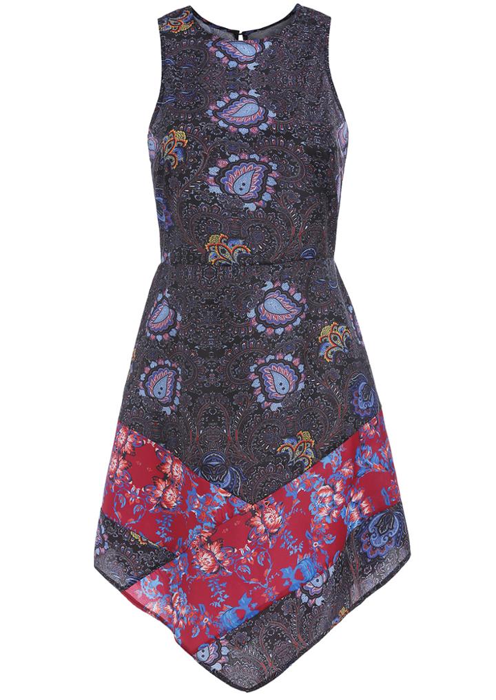 Romwe Sleeveless Tribal Print Asymmetrical Dress
