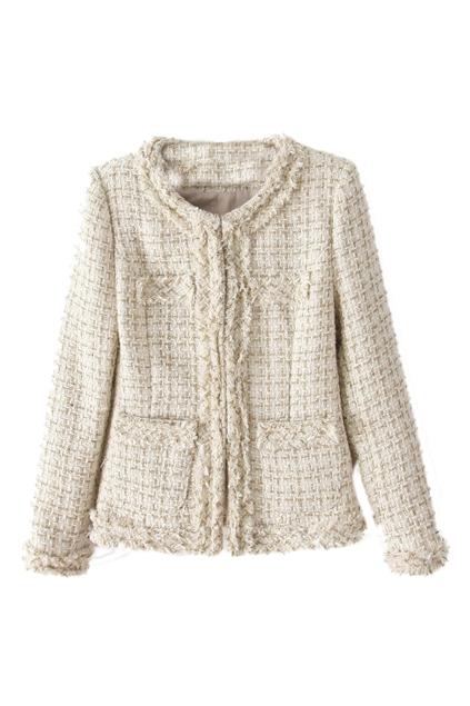 Romwe Pocketed Check Cream Coat