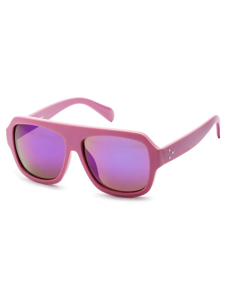 Romwe Pink Tone Square Frame Tinted Lens Sunglasses