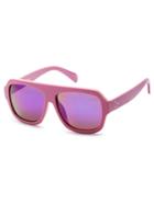 Romwe Pink Tone Square Frame Tinted Lens Sunglasses