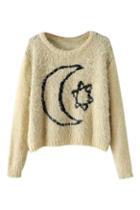 Romwe Moon And Star Knitted Mohair Jumper