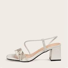 Romwe Marble Print Chunky Heels