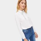 Romwe Knot Neck Single Breasted Blouse