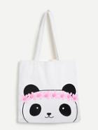 Romwe Panda Pattern Canvas Tote Bag