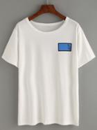 Romwe Graphic Print Drop Shoulder T-shirt - White