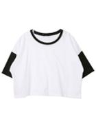 Romwe Contrast Collar Color-block Crop T-shirt