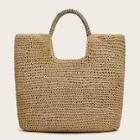 Romwe Solid Square Straw Tote Bag
