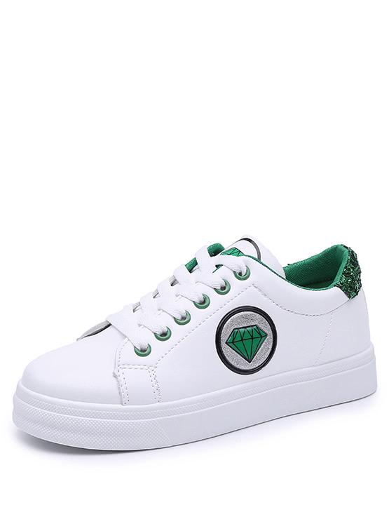 Romwe Lace Up Patch Design Sneakers