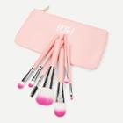 Romwe Two Tone Handle Makeup Brush 7pack With Pouch