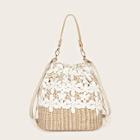 Romwe Flower Detail Crochet Woven Satchels