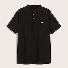 Romwe Guys Embroidered Detail Polo Shirt