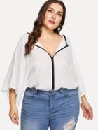 Romwe Deep V Neckline Raglan Sleeve Top