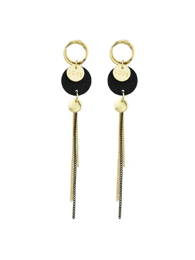 Romwe Black Vintage Wood Tassel Earrings