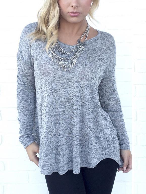 Romwe Dip Hem Split Back T-shirt