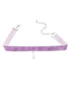 Romwe Purple Faux Pearl Pendant Velvet Choker Necklace