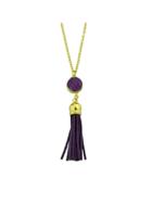 Romwe Purple Tassel Pendant Necklace For Women