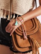 Romwe Beaded Design Bracelet Set With Tassel Charm