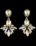 Romwe Champagne Gemstone Stud Earrings