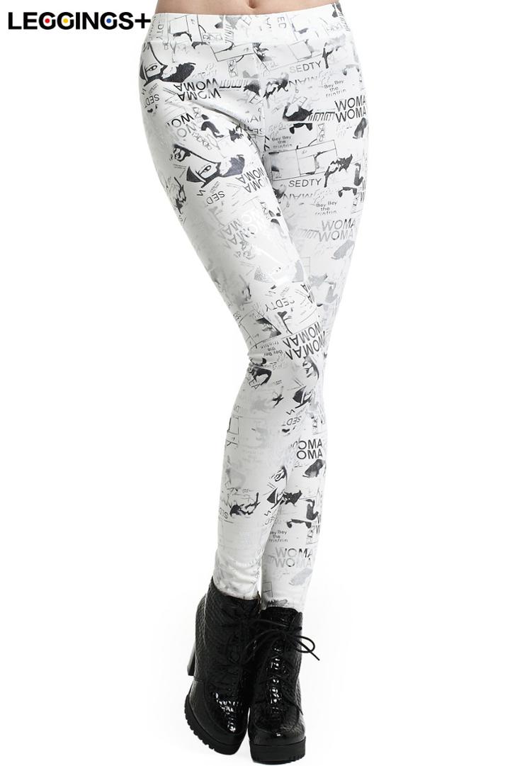 Romwe Romwe Letter Print Skinny White Leggings